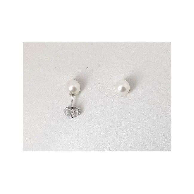 Mikiko 5mm White Freshwater Pearl and White Gold Earrings