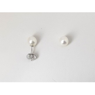 Mikiko 4.5mm White Freshwater Pearl and White Gold Earrings