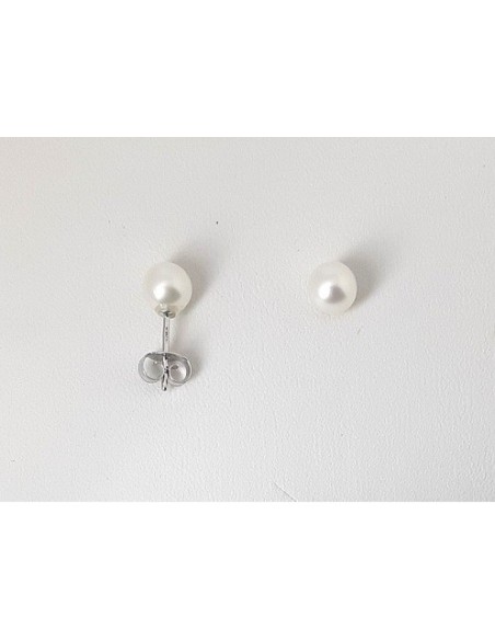 Mikiko 4.5mm White Freshwater Pearl and White Gold Earrings