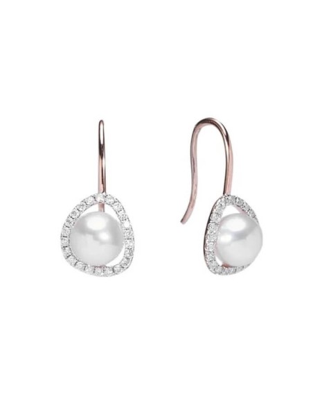 Mimi Vivienne rose gold, white pearl, and diamond earrings - O25VVRBDA