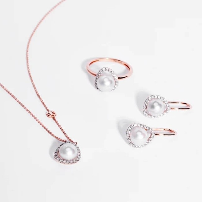 Orecchini Mimi Vivienne in oro rosa, perla bianca e diamanti - O25VVRBDA