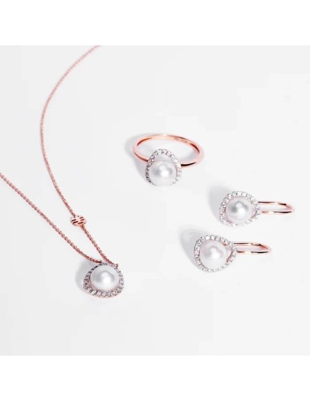 Mimi Vivienne rose gold, white pearl, and diamond earrings - O25VVRBDA