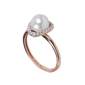Anello Mimi Vivienne in oro rosa, perla bianca e diamanti - A25VVRBDA