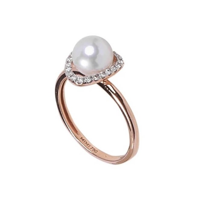 Anello Mimi Vivienne in oro rosa, perla bianca e diamanti - A25VVRBDA