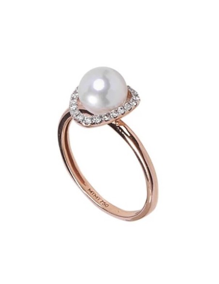 Mimi Vivienne Rose Gold, White Pearl, and Diamond Ring - A25VVRBDA