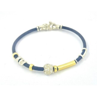 Misani Schmuckarmband Accenti aus dünnem Leder mit Gold und Silber