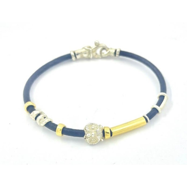 Misani Schmuckarmband Accenti aus dünnem Leder mit Gold und Silber