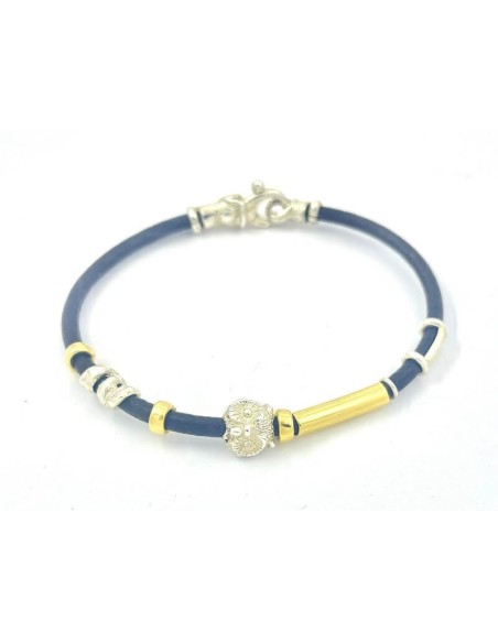 Misani Schmuckarmband Accenti aus dünnem Leder mit Gold und Silber