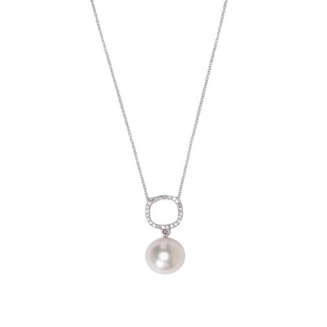 Mimi Vivienne necklace in white gold, white pearl and diamonds P25BVBCSDA