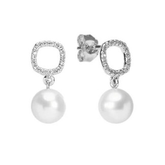 Orecchini Mimi Vivienne in oro bianco, perla bianca e diamanti O25BVBCSDA