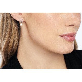 Mimi Vivienne earrings in white gold, white pearl and diamonds O25BVBCSDA 2