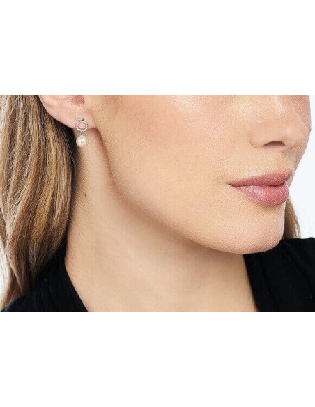 Mimi Vivienne earrings in white gold, white pearl and diamonds O25BVBCSDA