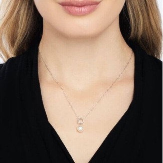 Mimi Vivienne necklace in white gold, white pearl and diamonds P25BVBCSDA 2