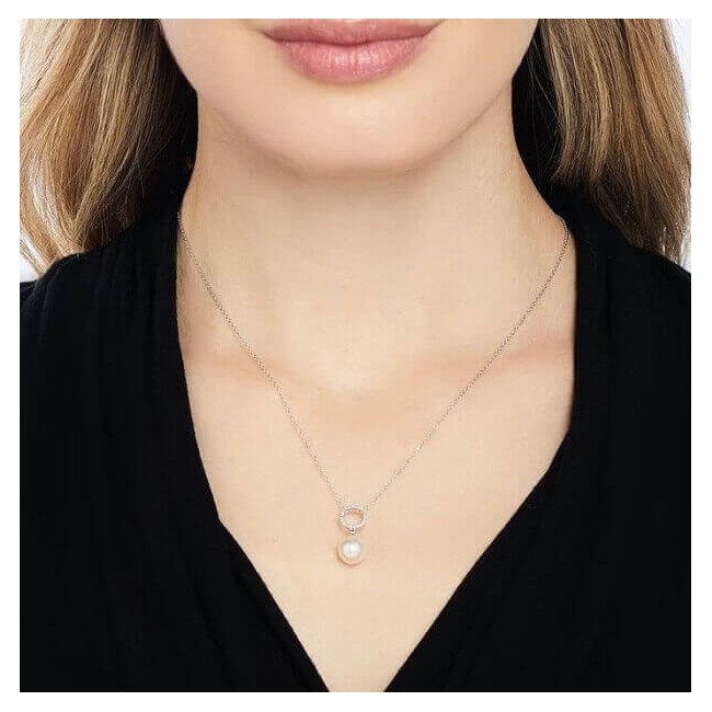 Mimi Vivienne Halskette aus Weißgold, weißer Perle und Diamanten P25BVBCSDA