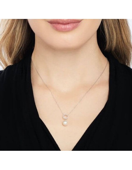 Mimi Vivienne necklace in white gold, white pearl and diamonds P25BVBCSDA