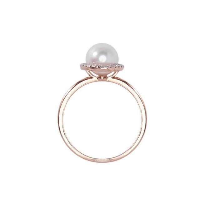 Mimi Vivienne Rose Gold, White Pearl, and Diamond Ring - A25VVRBDA