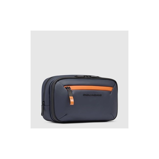 Beauty Piquadro blauer und orangefarbener gummierter Stoff BY6380C2OW/BLU