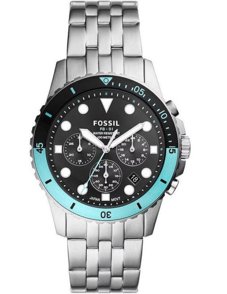 Fossil FB1 Chronographenuhr mit blauer und schwarzer Lünette – FS5827