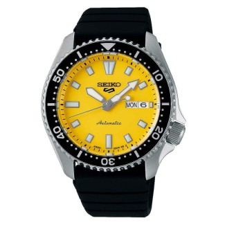 Seiko 5 Sports Automatic Watch, Rubber Strap, Yellow Dial - SRPL87K1
