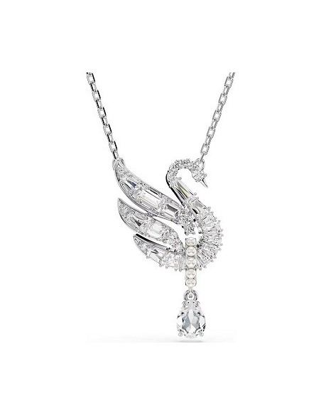 Swarovski Halskette mit Schwanenanhänger und weißen Kristallen 5723387