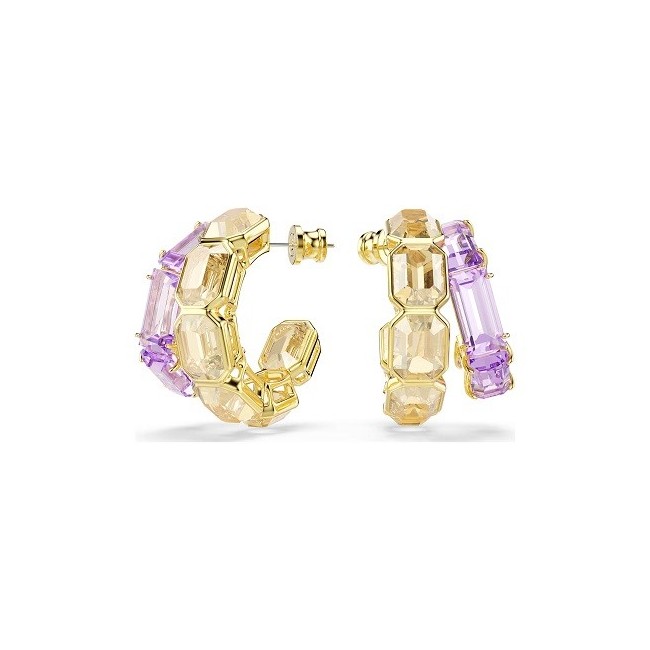 Orecchini doppio cerchio Swarovski Millenia cristalli  lilla e cognac 5725757