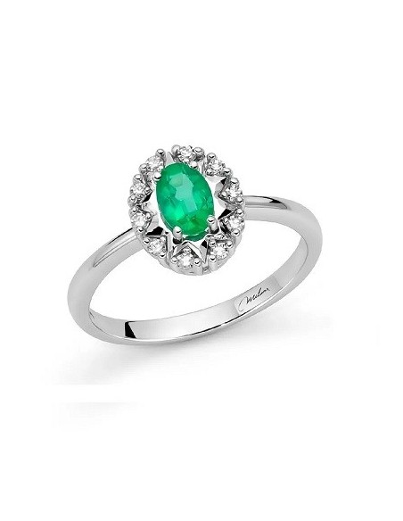 Miluna white gold ring with emerald and diamonds - LID3942
