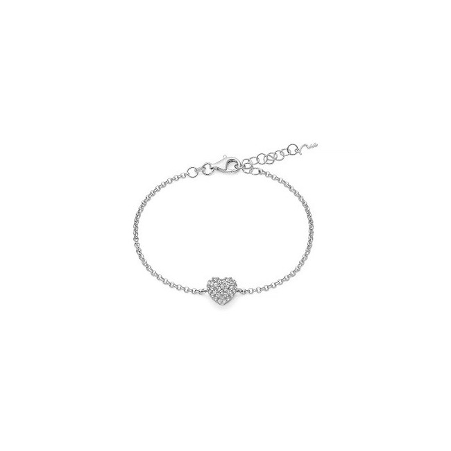 Miluna silver bracelet with pavé heart Games of light - BRD1093