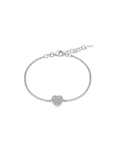 Miluna silver bracelet with pavé heart Games of light - BRD1093