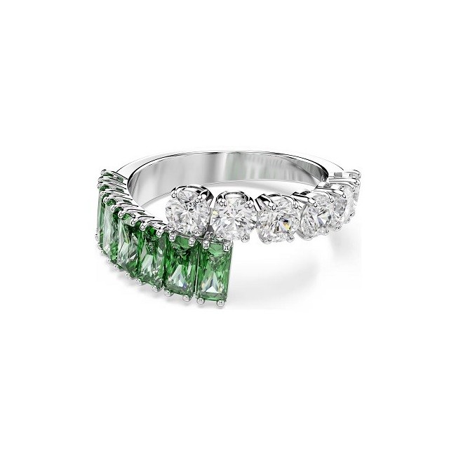 Swarovski Matrix Ring with Mixed-Cut Green and White Crystals 5725749