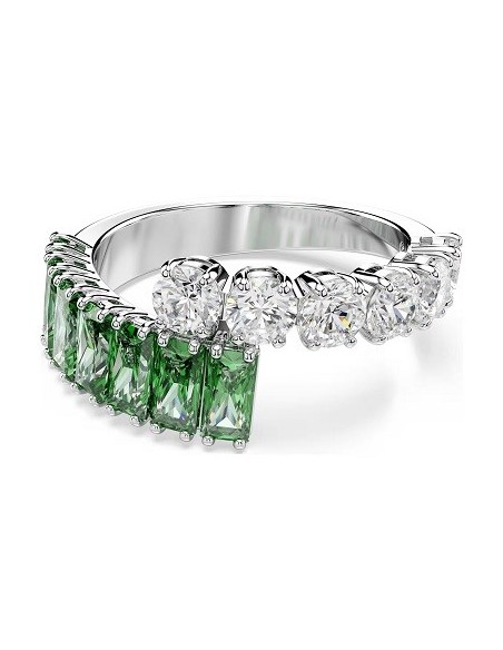 Swarovski Matrix Ring with Mixed-Cut Green and White Crystals 5725749