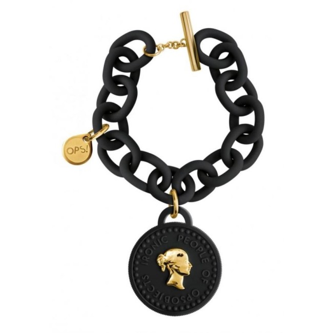 Bracciale OPS TRèSOR una moneta nero - 13NE