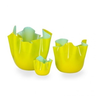 Two-toned Handkerchief vase Blue/Yellow large-700.00G