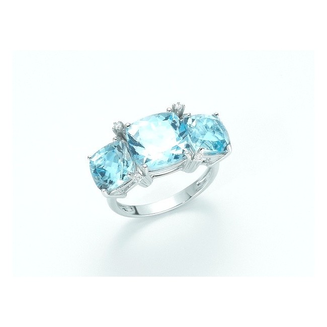 White gold ring with Blue Topaz and Diamonds - KLID1960