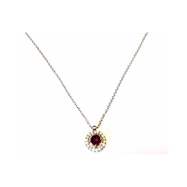 White Gold Halsreif Collier mit Rubin und Diamanten-KCLD2886