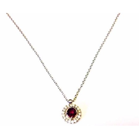White Gold Halsreif Collier mit Rubin und Diamanten-KCLD2886