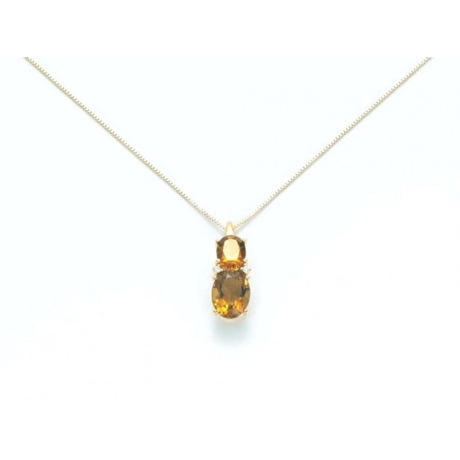 Collana Girocollo in oro giallo con Quarzo Cognac - KCLD2444