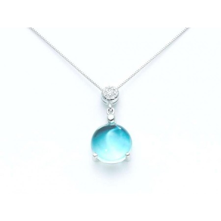 Gold necklace with Blue Topaz and Diamonds - KCLD2827