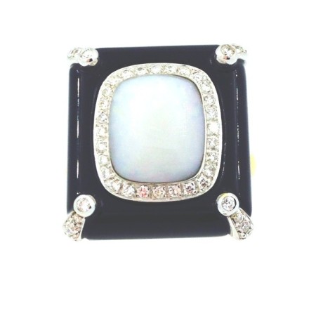 Anello in oro misto con Opale Brillanti ed Onice - ANA778100