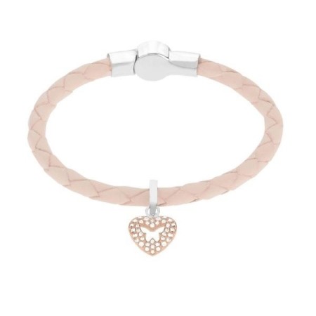 Bracciale in vacchetta tinta nudo e un charm a cuore - 5099109