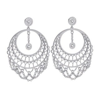 Earrings Frida pendants brass rhodium - 1607890