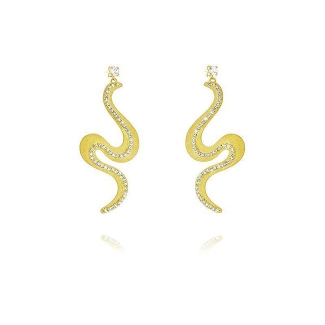 Earrings New Moon snake metal and crystals - 1604540