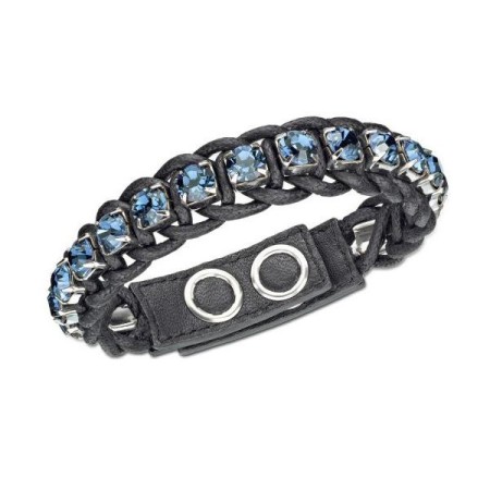 Bracciale studio in cordone cerato e cristallo color blu - 1164619