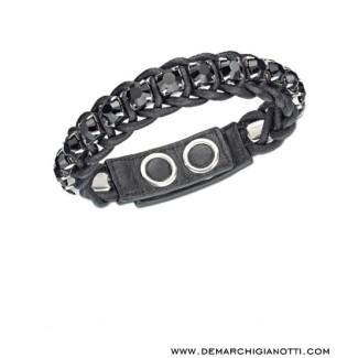 Bracciale studio in cordone cerato e cristallo color nero - 1164623
