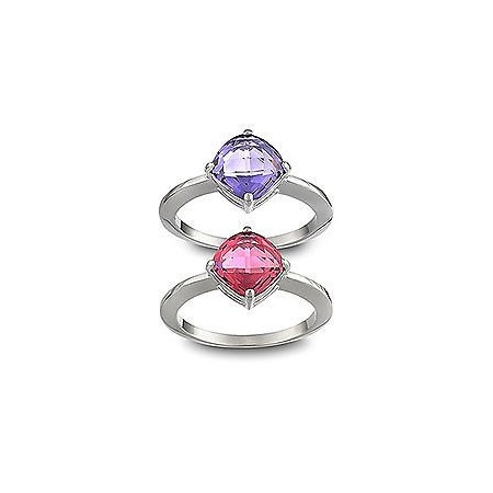 Set of pink and purple rings with crystal stone - 1047374