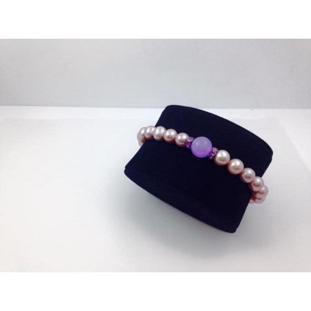 Bracciale elastica con Giada Lavanda - B041A3L