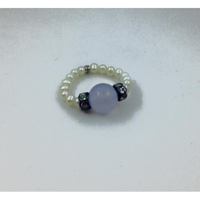 Anello Mimì perle Calcedonio - A023T120