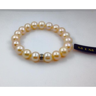 Elastisches Armband mit rosa Perlen und Silber-große B03902AR