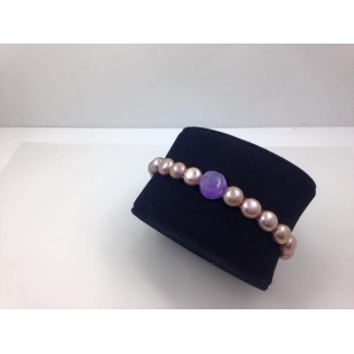 Bracciale elastica con rosa opale viola, viola - B040G1L