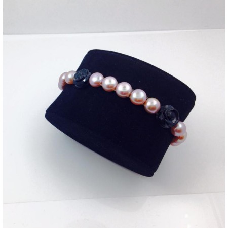 Elastisches Armband mit schwarzen Rosen, lila-B040G30