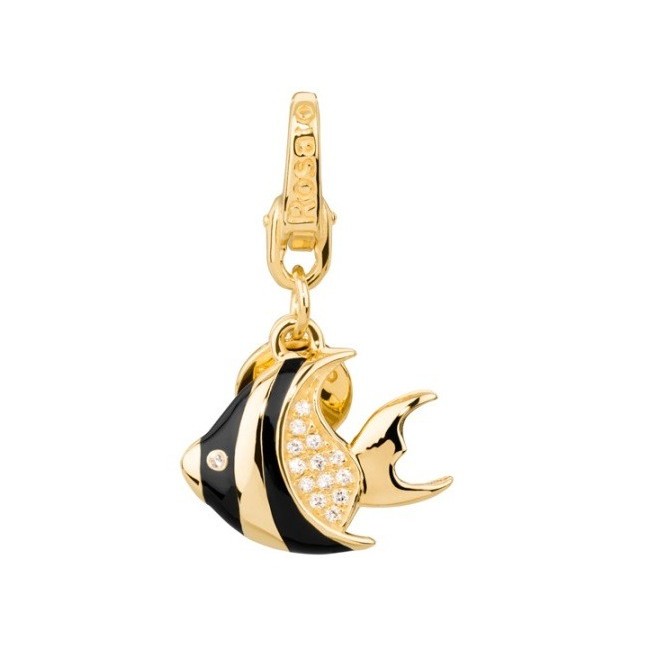 Silberner Fisch charm gold plattiert-HL013